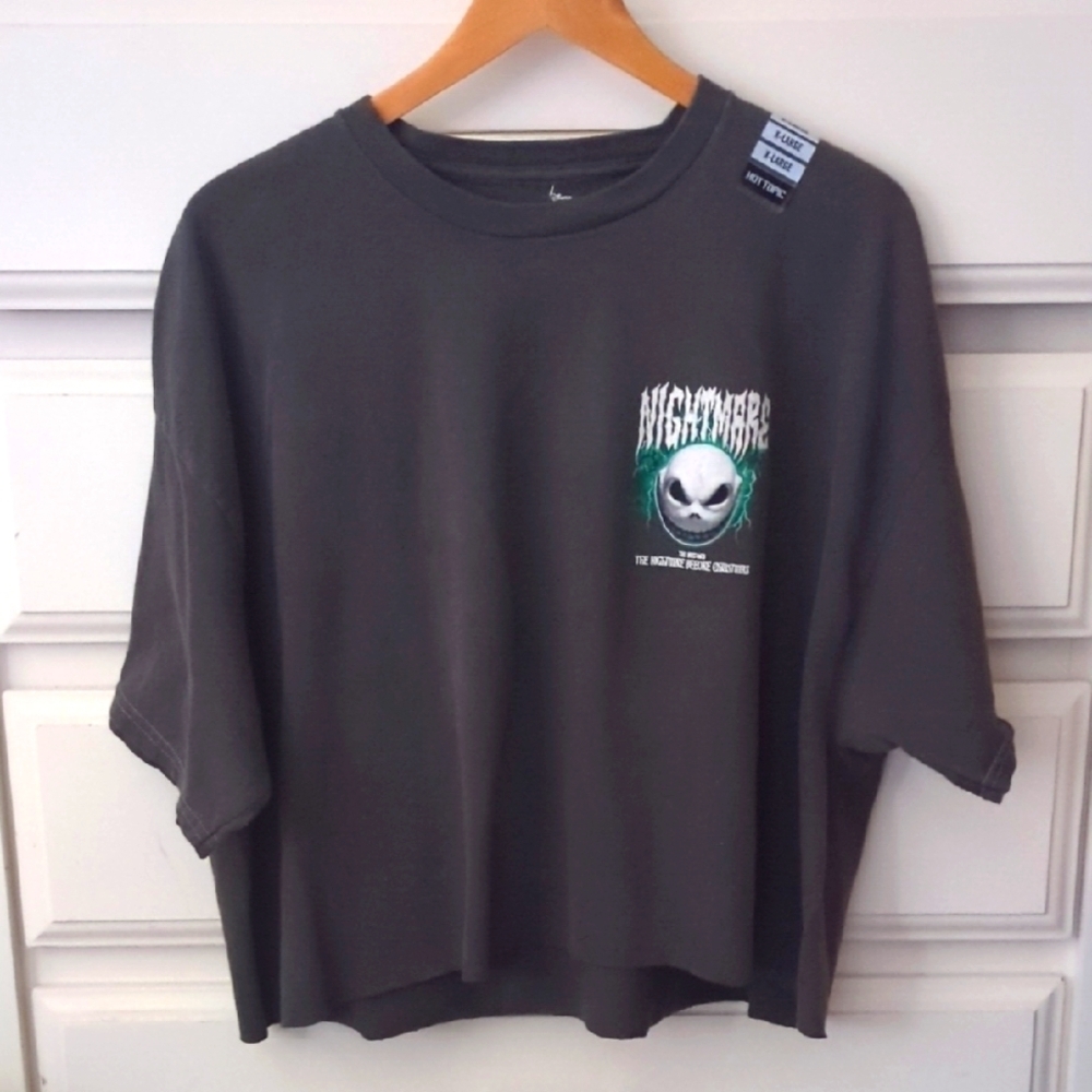 Jack Skellington Gray Metal 2 Nightmare Before Christmas Cotton Crop Tee XL NWT